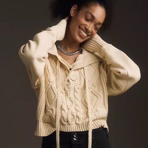 Pilcro cable laced twofer sweater